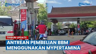 Beli BBM Pakai Barcode Kendaraan Antre di SPBU Jalan Pengayoman [upl. by Ahsinot]