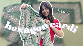 I made a HEXAGON crochet cardigan  TUTORIAL [upl. by Charlene686]