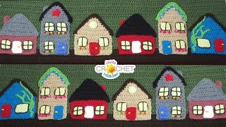 Crochet Houses amp Town  Folk Art Calendar Blanket 2019  June [upl. by Oliy]