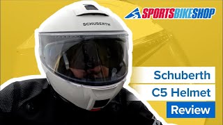 Schuberth C5 flipup motorcycle helmet review  Sportsbikeshop [upl. by Epillihp255]