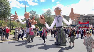 2024 Sma’ Shot Day annual Parade through Paisley town centre in Scotland with giant puppets [upl. by Joelynn541]