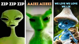 Alien Speaking Meme VS Green Alien Cat VS Smurf cat [upl. by Solley]