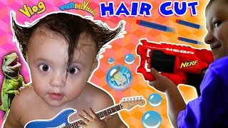 Shawns 1st Haircut ♪ FUNNY FAILS  Rock N Roll Baby FUNnel Vlog [upl. by Cosetta916]