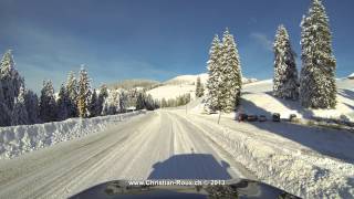 Switzerland 261 Camera on board Col du Jaun  Jaunpass in Winter GoPro Hero3 UHD4K [upl. by Yraccaz]