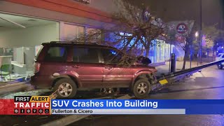 SUV crashes into business in Belmont Cragin [upl. by Cirdnek]