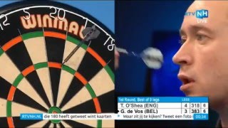 2015 BDO Finder Darts Masters Round 1 OShea vs de Vos [upl. by Leuqer]