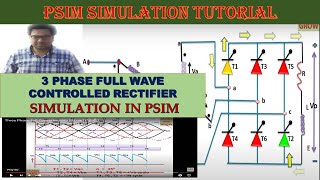 3 PHASE FULL WAVE SCR CONTROLLED RECTIFIER WITH R LOAD  POWER ELECTRONICS  PSIM SIMULATION [upl. by Jaban]