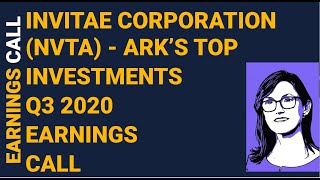 INVITAE CORPORATION NVTA  ARK INVEST TOP HOLDINGS  CATHIE WOOD  Q3 2020 EARINGS CALL [upl. by Ellekim]