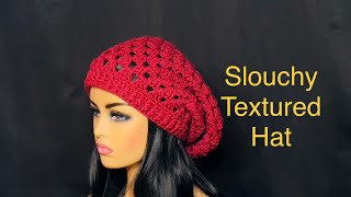 Slouchy Textured BeanieHat  Crochet Tutorial [upl. by Andreas]