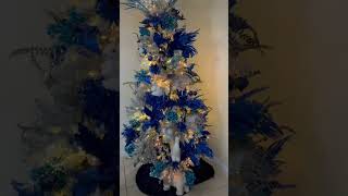 WOW 2024 Christmas decor  Decorate Flocked christmas tree with Blue decoration xmas [upl. by Ojillib]