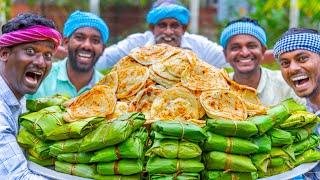 KIZHI PAROTTA  Banana Leaf Parotta Recipe Cooking In Village  Soft Layered Mutton Kizhi Parotta [upl. by Haret471]