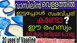 VASELINE ന്റെ അറിയാതെ പോയ 20 ഉപയോഗങ്ങൾ 20 uses of vaseline വസിലിൻ വെള്ളത്തിൽ ഇട്ടപ്പോൾ [upl. by Akselav]