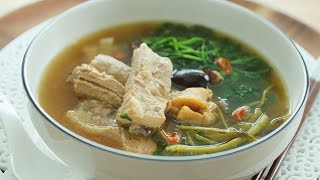 Watercress Soup Chinese Recipe with Pork Ribs  西洋菜排骨汤 [upl. by Danzig]