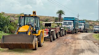 JCB 3dx loading Mud in TATA Tippers amp Tractors  Swaraj 855 Fe  New Holland 3630 4x4 Tractor [upl. by Aissirac]