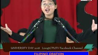 FILIPINO ORATION 2018 [upl. by Olecram]