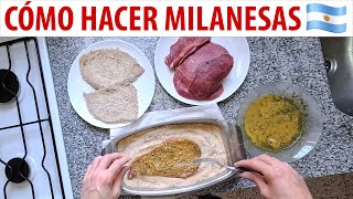 Cómo preparar milanesas estilo Argentino  Receta de milanesas de carne [upl. by Attiuqahs]