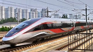 350kph NonStop through a station Incredible Futuristic Chinese High Speed Rail Train at FULL SPEED [upl. by Timon]