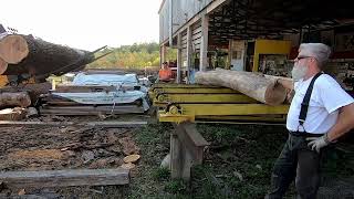 sawing hardwood 6x6s for boat cribbing  611 [upl. by Tymon526]