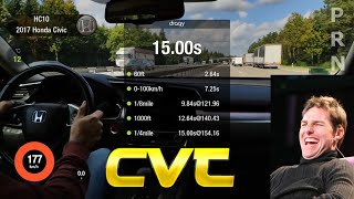 Honda Civic 15T CVT 14 Mile run on Autobahn with steering [upl. by Cassi]