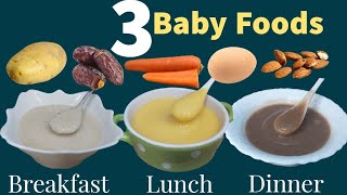 3 Baby foods Weightgain Food For 712 month Babies  Sooji Oats Carrot potato Egg Rice Ragi dates [upl. by Pincince228]