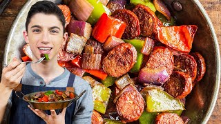 QUICK SAUSAGE amp PEPPERS  FOUR INGREDIENTS DINNER RECIPE  Eitan Bernath [upl. by Sehguh]