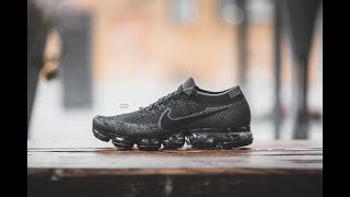 Nike Air Vapormax Flyknit quotTriple Blackquot Review amp OnFeet [upl. by Lerret]