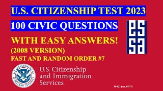 2023 EASY Answer Fast USCIS Official 100 Civics Questions and Answers US Citizenship Interview 2023 [upl. by Marlene]