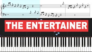 The Entertainer Piano EASY Sheet Music SLOW speed MEDIUM level [upl. by Emmie]