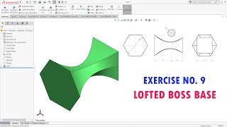 Solidworks Tutorial Lofted Boss Base  Exercise No 9 [upl. by Suirradal]