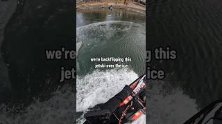 Jetski backflip over ice ice jetski backflip flip sendit fullsend extremesports 2stroke [upl. by Rotce]