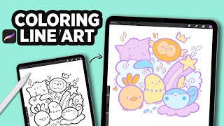 HOW to COLOR LINEART in PROCREATE Shorts [upl. by Naeloj]