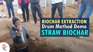 Biochar Extraction and Drum Method Demo of the Straw Biochar  BIOCHAR [upl. by Ybanrab]