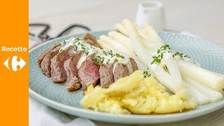 Asperges aux lanières de steak sauce crémeuse et pommes de terre [upl. by Trout]