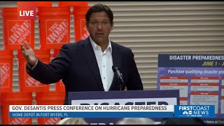 Watch Live Gov Ron DeSantis talks hurricane preparedness from Fort Myers Home Depot [upl. by Ahsenal469]