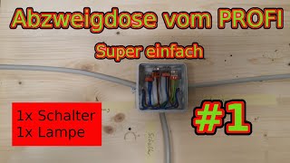 Abzweigdose  Verteilerdose verdrahten klemmen  1 Schalter1 Lampe  Tutorial 1  ✅ EleKtrOniXxX✅ [upl. by Stenger]