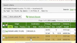 123loadboard  Find Loads  Working With Results [upl. by Morganne]