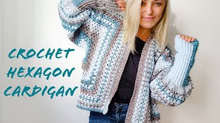 How To Crochet Hexagon Cardigan for Beginners [upl. by Gilus662]