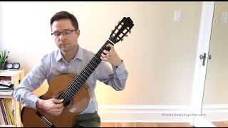 Brouwer Etude No 5 Estudios Sencillos and Lesson for Classical Guitar [upl. by Ettelohcin]