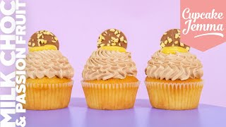 Milk Chocolate amp Passion Fruit Cupcakes  Cupcake Jemma Recipe [upl. by Aliet]