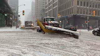 Snow Storm Clean Up Before Covid Bloor Street Toronto Feb 2020 [upl. by Acysej494]