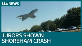 Jurors shown footage of Shoreham Airshow crash  ITV News [upl. by Ynnij]