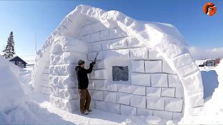 Man Builds Amazing Snow House in 5 Days  Start to Finish Build TravelersTale [upl. by Argyle]