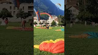 Paragliders Landing at Interlaken Höhenmatte A Scenic Touchdown [upl. by Eyllom871]