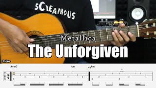 The Unforgiven  Metallica  Fingerstyle Guitar Tutorial  TAB amp Lyrics [upl. by Kucik]