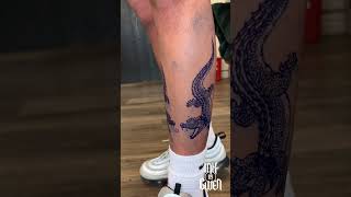 Twin Aligator tattoo shortsvideo blacktattoo blackworktattoo blackandgreytattoo tattoo [upl. by Ariamo198]