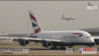 Busy London Heathrow Airport  27R [upl. by Ahsat]