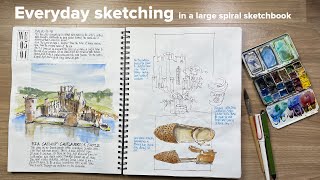 Everyday sketching in a big spiral sketchbook [upl. by Soph]