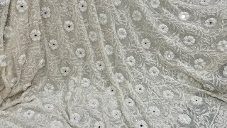 Lucknowi Chikankari Hand Embroidered Exclusive Wedding Saree LucknowiAndaaz [upl. by Earej]