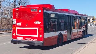 TTC Action Line 2 shuttle buses pulling away from Warden Station during a weekend subway closure [upl. by Addis]