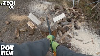 Chopping Wood And Sawing Wood Into Blocks  With My Father STIHL MS 251 Chainsaw [upl. by Cinomod390]